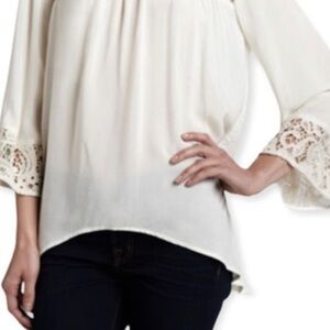 Pins & Needles Sheer Blouse Women Sz M Cream Lace Details